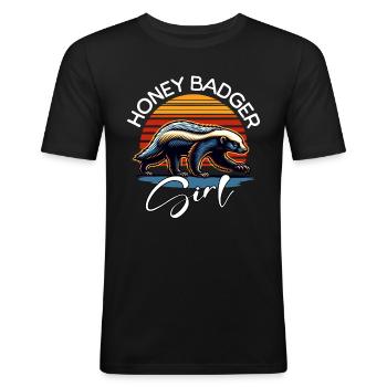 Honey Badger Girl - Männer Slim Fit T-Shirt - Schwarz - Vorne - Nik (191cm)