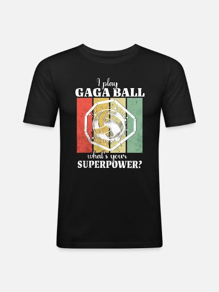 Funny Gaga Ball Saying - Men's Slim Fit T-Shirt - black