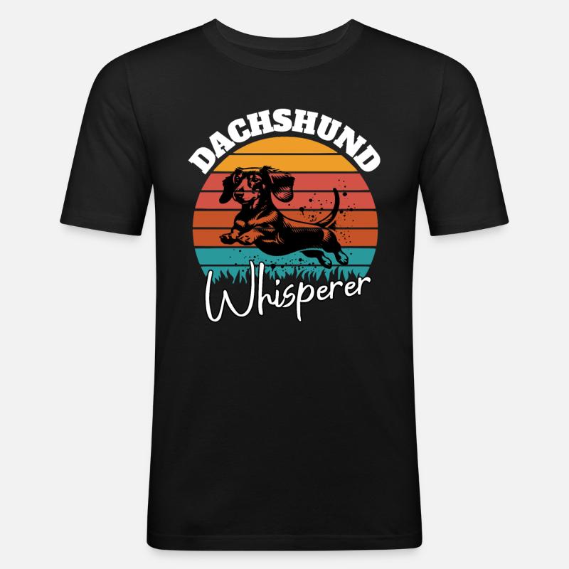 Dackel Flüsterer - Männer Slim Fit T-Shirt - Schwarz