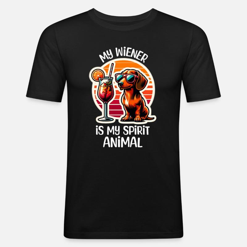 Dackel Cocktail - Männer Slim Fit T-Shirt - Schwarz
