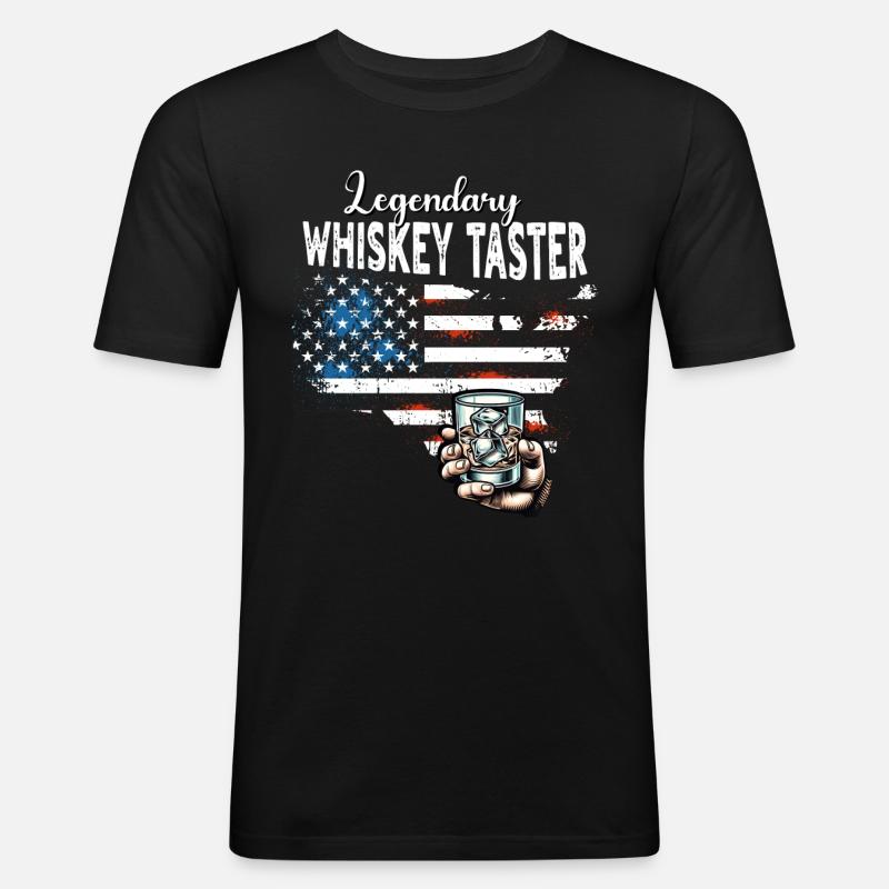 Whiskey Trinker US - Männer Slim Fit T-Shirt - Schwarz