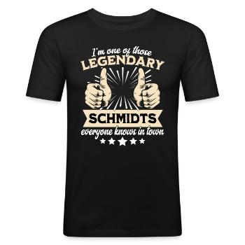 Legendäre Schmidt Legende - Männer Slim Fit T-Shirt - Schwarz - Vorne - Nik (191cm)