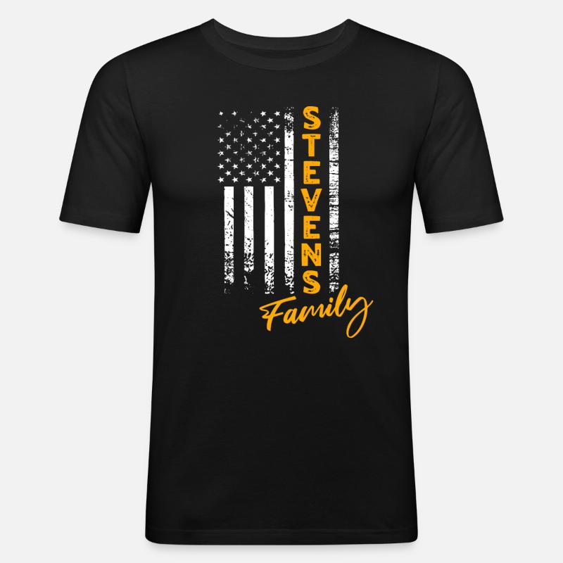 Stevens USA - Männer Slim Fit T-Shirt - Schwarz