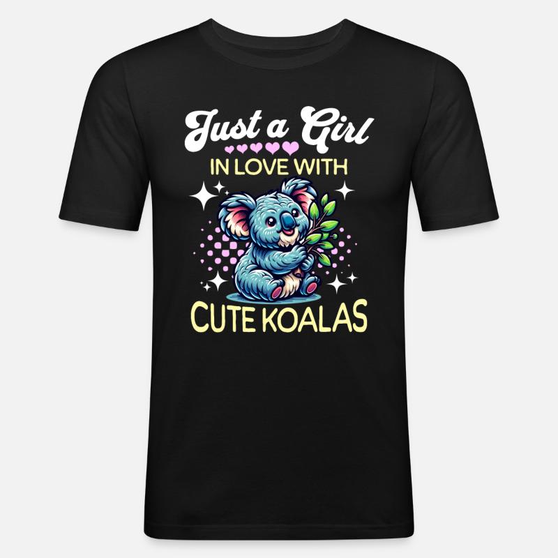 Koala Mädchen - Männer Slim Fit T-Shirt - Schwarz