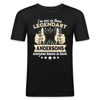 Légende légendaire d’Anderson - T-shirt près du corps Homme - noir - Devant - Nik (191cm)