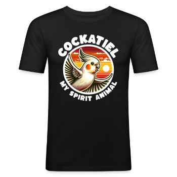 Dictons calopsittes amusants - T-shirt près du corps Homme - noir - Devant - Nik (191cm)