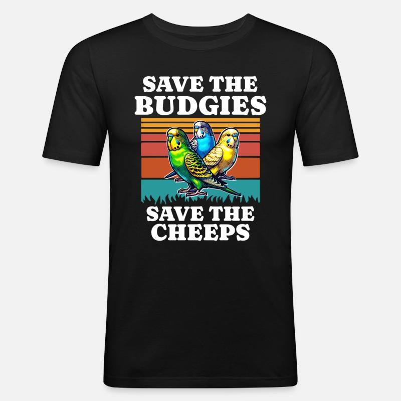 Save Budgerigar Budgie - Männer Slim Fit T-Shirt - Schwarz