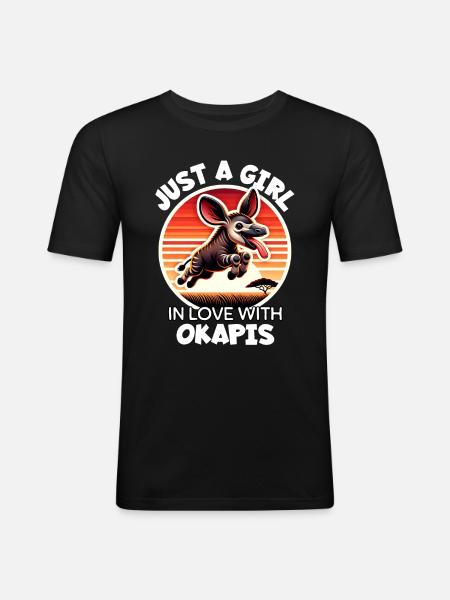 Girl Loves Okapi - Men's Slim Fit T-Shirt - black