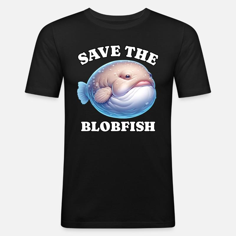 Save Blobfisch - Männer Slim Fit T-Shirt - Schwarz