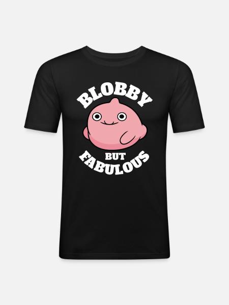 Funny Blobfish Sayings - Men's Slim Fit T-Shirt - black