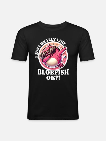 I Love Blobfish Saying - Men's Slim Fit T-Shirt - black