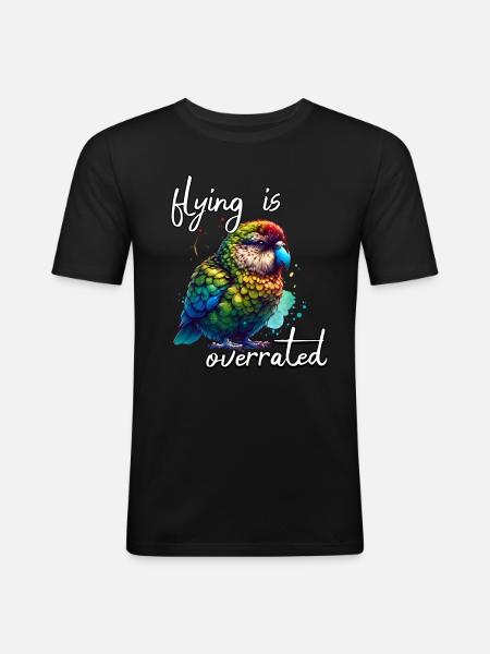 Funny Night Parrot Sayings - Men's Slim Fit T-Shirt - black