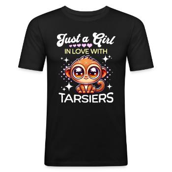 Koboldmaki Mädchen Tarsier - Männer Slim Fit T-Shirt - Schwarz - Vorne - Nik (191cm)