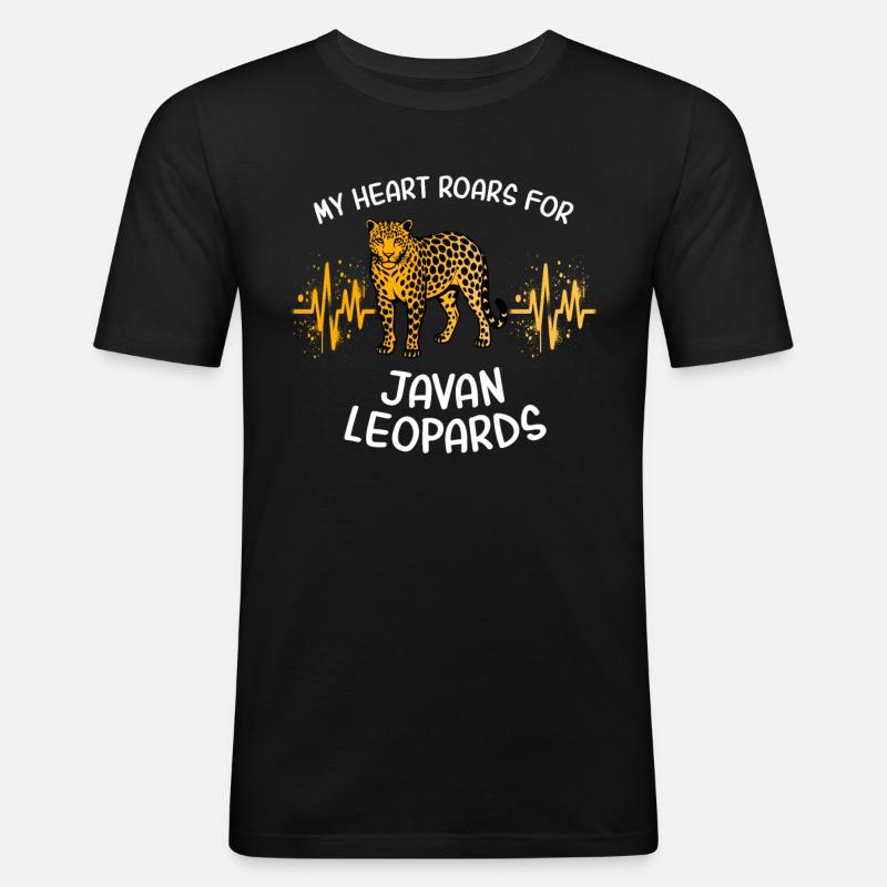 Java Leopard Herzlinie - Männer Slim Fit T-Shirt - Schwarz