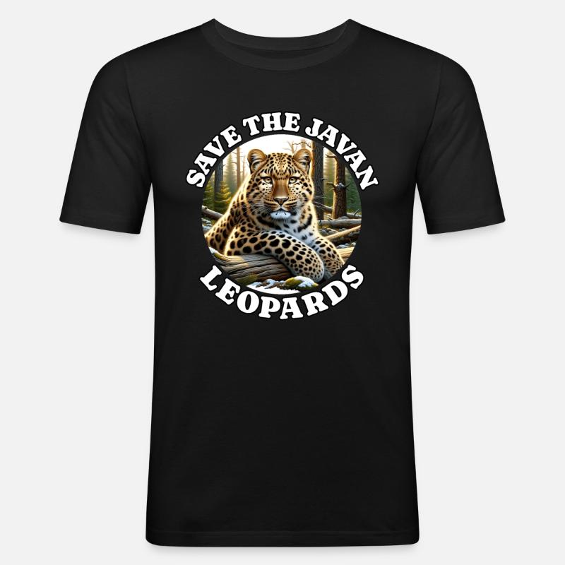 Léopard de Java - T-shirt près du corps Homme - noir