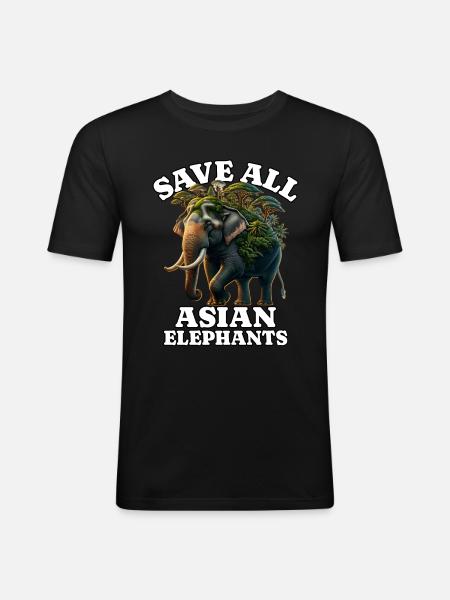 Save Asian Elephant - Men's Slim Fit T-Shirt - black
