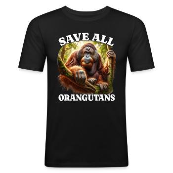 Orangutan - Men's Slim Fit T-Shirt - black - Front - Nik (191cm)