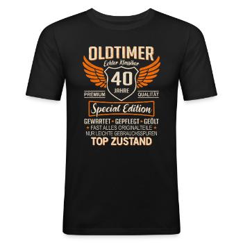 40. Geburtstag 40 Jahre Einzigartiger Oldtimer - Männer Slim Fit T-Shirt - Schwarz - Vorne - Nik (191cm)