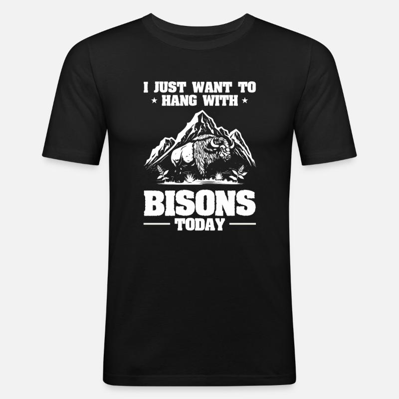 Büffel Bison - Männer Slim Fit T-Shirt - Schwarz