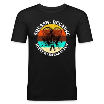 Dictons sur le squash - T-shirt près du corps Homme - noir - Devant - Nik (191cm)