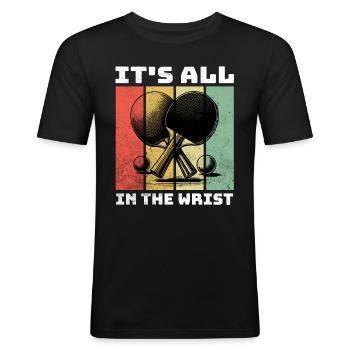 Ping Pong - Männer Slim Fit T-Shirt - Schwarz - Vorne - Nik (191cm)