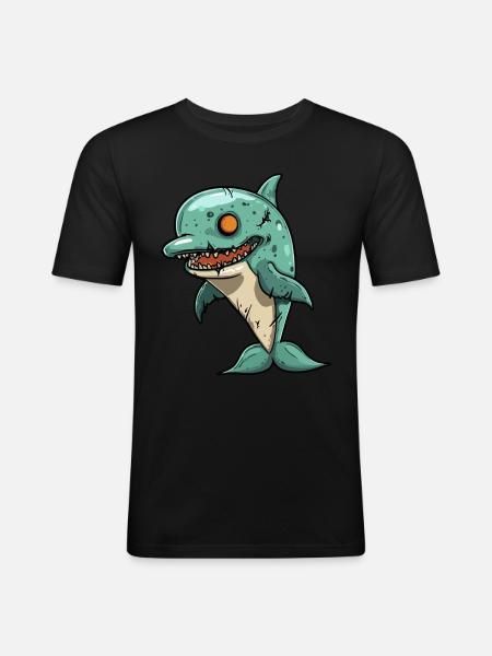 Dolphin Halloween Funny Zombie - Men's Slim Fit T-Shirt - black