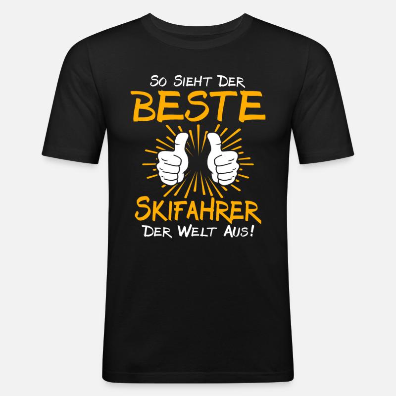 Skifahrer Geschenkidee - Männer Slim Fit T-Shirt - Schwarz