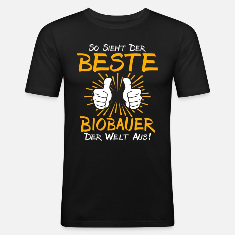 Biobauer Geschenkidee - Männer Slim Fit T-Shirt - Schwarz