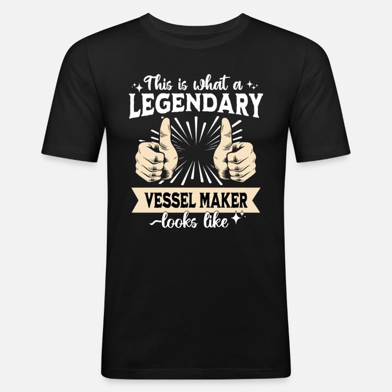 Legendärer Schiffbauer - Männer Slim Fit T-Shirt - Schwarz