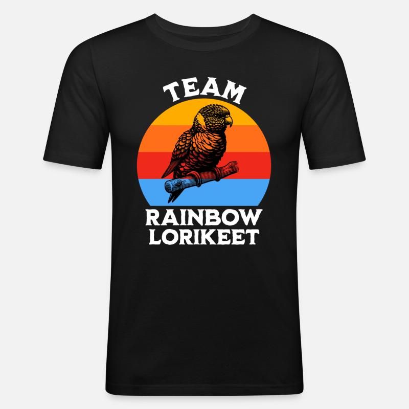 Team Regenbogenlori - Männer Slim Fit T-Shirt - Schwarz