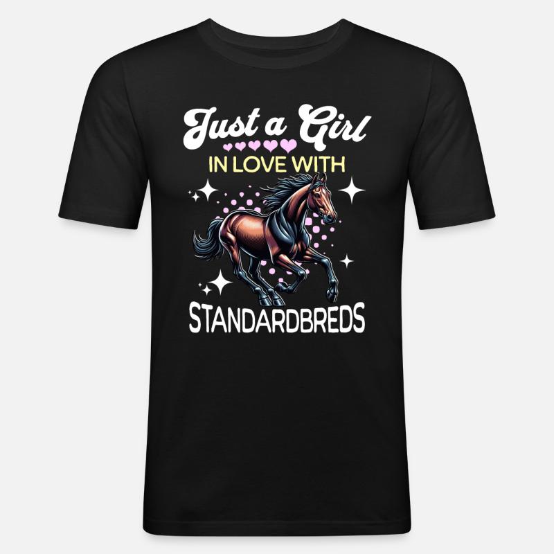 Traber Mädchen Standardbred - Männer Slim Fit T-Shirt - Schwarz