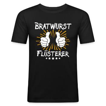 Bratwurst Spruch - Men's Slim Fit T-Shirt - black - Front - Nik (191cm)