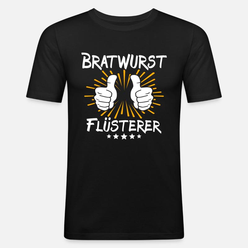 Bratwurst Spruch - Männer Slim Fit T-Shirt - Schwarz