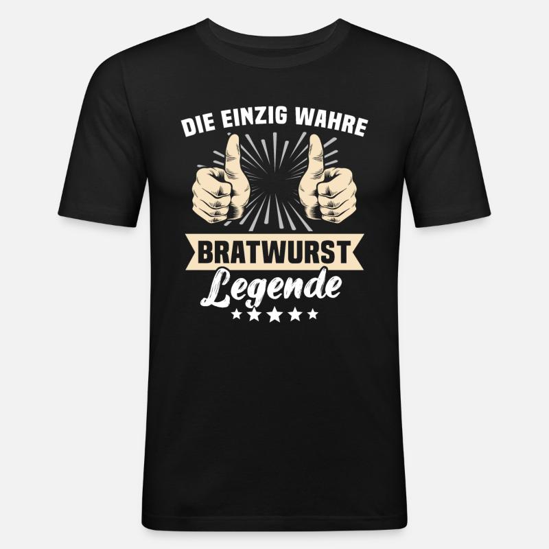 Bratwurst Sprüche - Männer Slim Fit T-Shirt - Schwarz