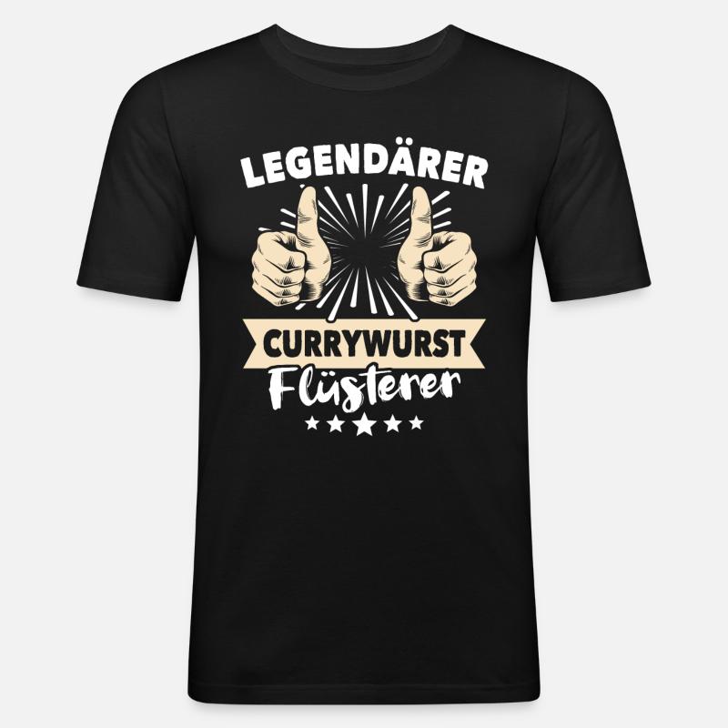 Currywurst Sprüche - Männer Slim Fit T-Shirt - Schwarz