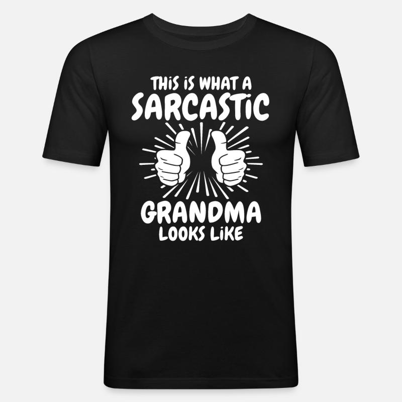 Sarkastischer Oma - Männer Slim Fit T-Shirt - Schwarz