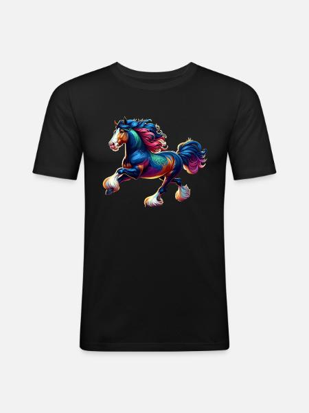 Cheval Shire Pferd - T-shirt près du corps Homme - noir