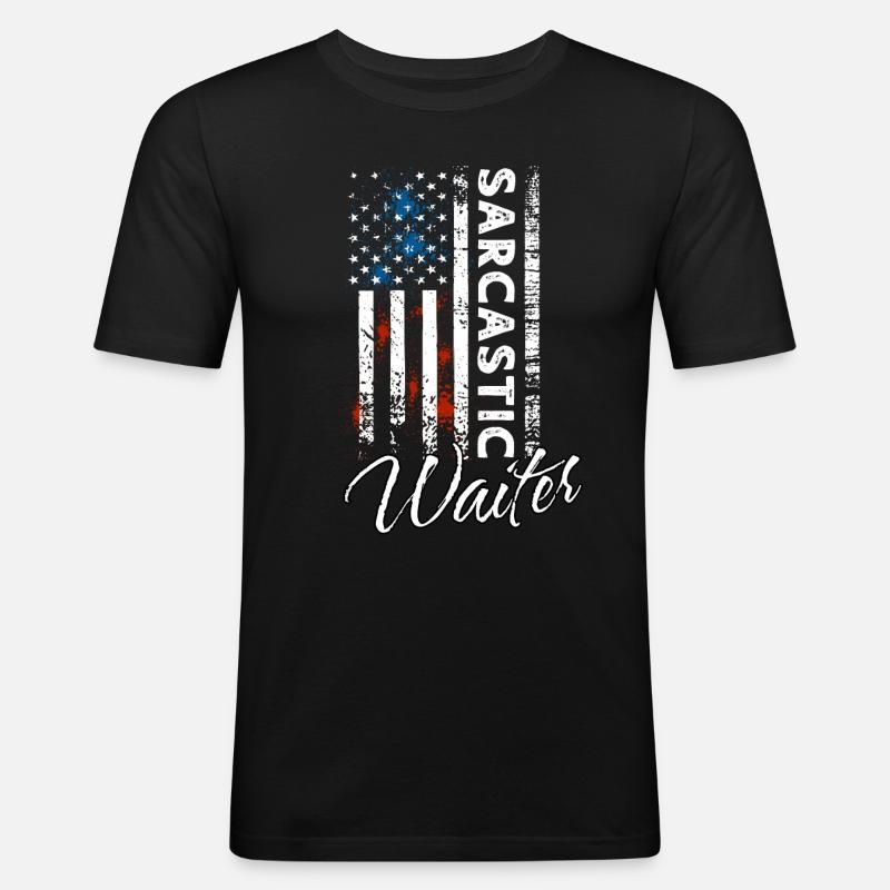 Sarkastischer Kellner - Männer Slim Fit T-Shirt - Schwarz