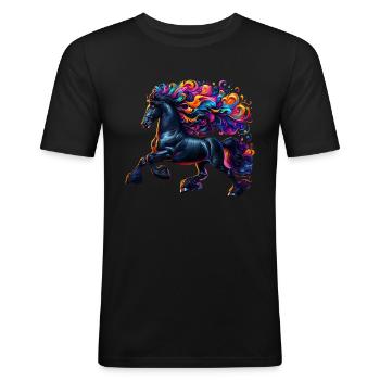 Friesian Horse Pferd - Men's Slim Fit T-Shirt - black - Front - Nik (191cm)