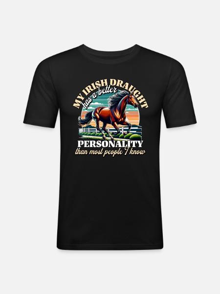 Irisches Zugpferd Sprüche Irish Draught - Männer Slim Fit T-Shirt - Schwarz