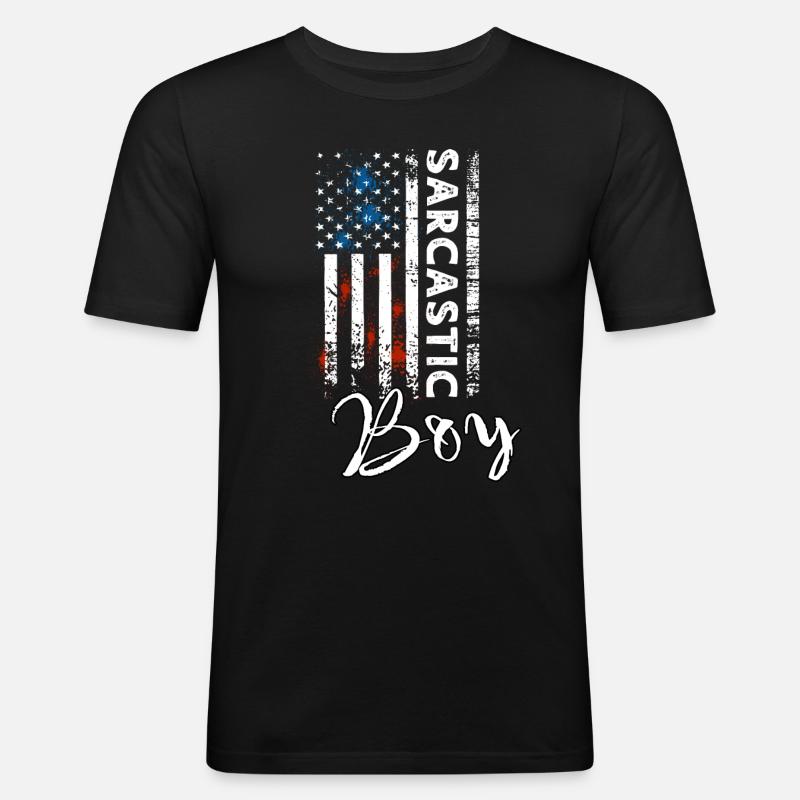 Sarkastischer Junge - Männer Slim Fit T-Shirt - Schwarz