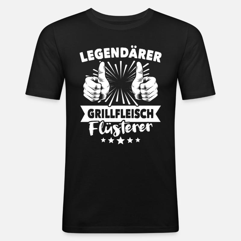 Grillfleisch Legende - Männer Slim Fit T-Shirt - Schwarz