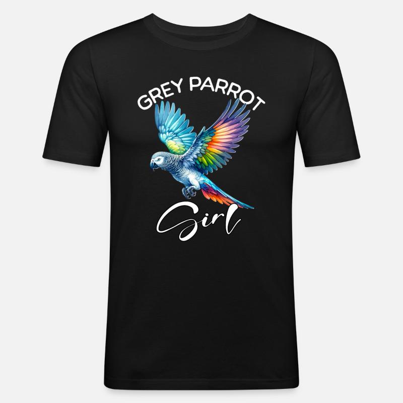 Grey Parrot Mädchen Graupapagei - Männer Slim Fit T-Shirt - Schwarz