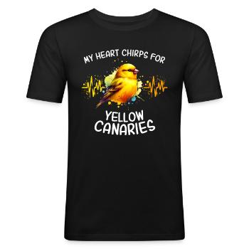 Gelbbauchgirlitz Herzlinie - Männer Slim Fit T-Shirt - Schwarz - Vorne - Nik (191cm)