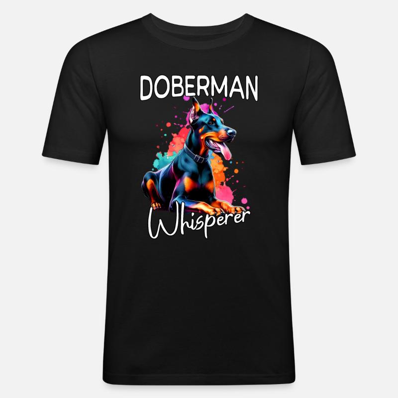 Dobermann Flüsterer - Männer Slim Fit T-Shirt - Schwarz