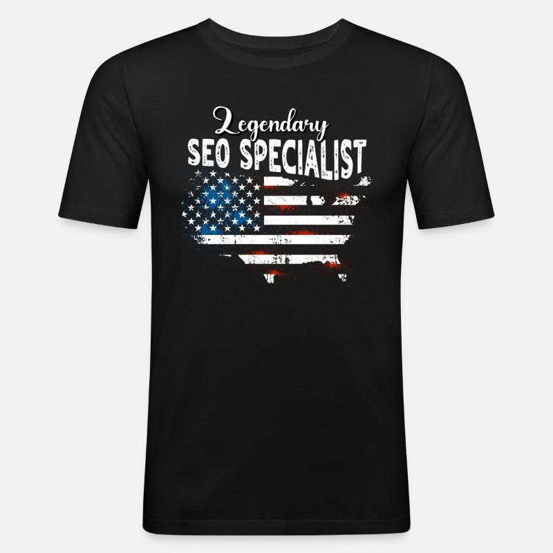 SEO Manager US - Männer Slim Fit T-Shirt - Schwarz
