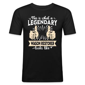 Restaurateur de pesée légendaire - T-shirt près du corps Homme - noir - Devant - Nik (191cm)