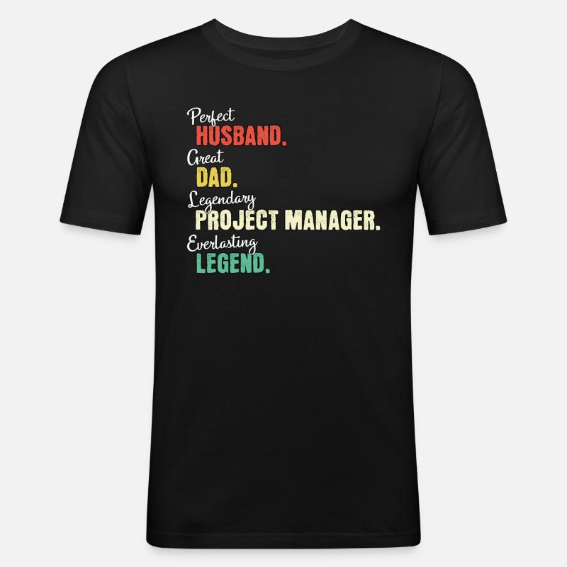 Projektmanager Papa - Männer Slim Fit T-Shirt - Schwarz