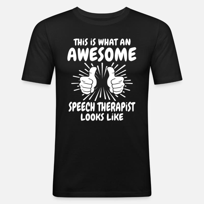 Sprachtherapeut - Männer Slim Fit T-Shirt - Schwarz
