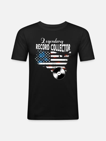 Collectionneur de disques US - T-shirt près du corps Homme - noir